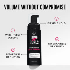 Love Ur Curls Foamy Curls Definition close-up shows defined, bouncy curls.