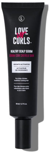Love Ur Curls scalp serum bottle close-up showing lightweight hydration for curls