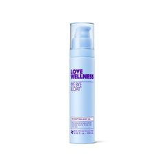 Love Wellness Bye Bye Bloat oil bottle ready for a hydrating, depuffing massage.