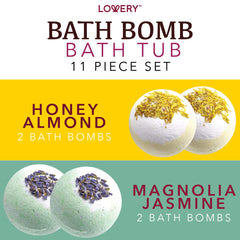 LOVERY pink cherry blossom bath bomb highlighting luxurious fragrance and moisture benefits.