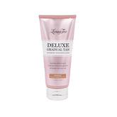 Loving Tan Deluxe Gradual Tan Lotion bottle image shows natural color build for a seamless glow.