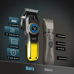 LQT hair clippers with 1500mAh battery and USB charging.