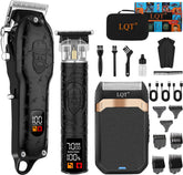 LQT professional hair clipper set front view showing durable metal body for home grooming