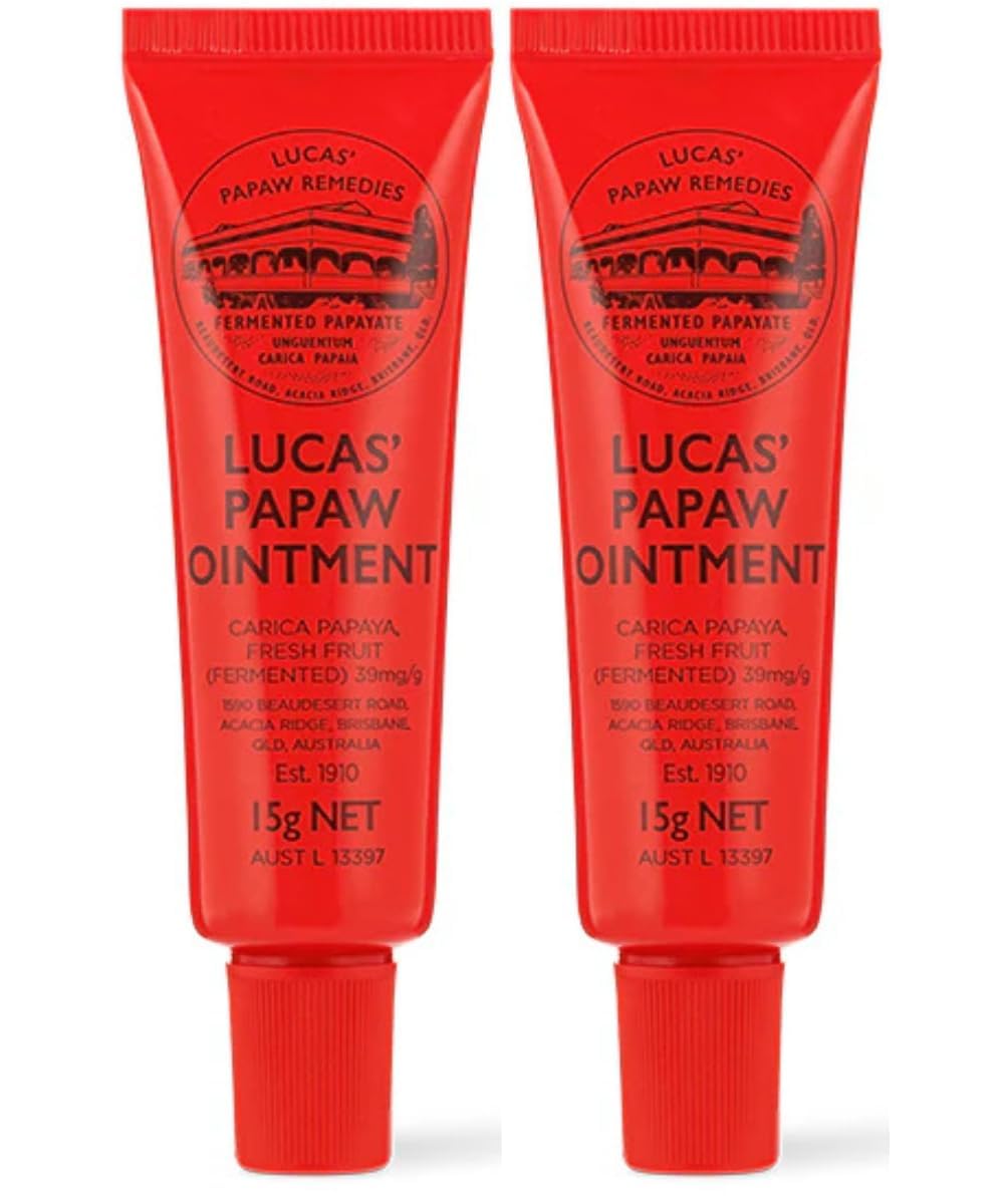 Lucas Papaw Ointment 15g tube with lip applicator for precise on-the-go moisturization.