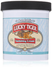 Lucky Tiger Sandahl's Vanishing Cream jar with menthol for refreshing post-shave cooling.