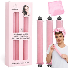 Luckybear heatless curls overnight rods jumbo set pink offer gentle, heat-free styling for healthy-looking waves.
