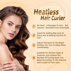 Luckybear jumbo heatless curls before/after imply voluminous, lasting style without heat