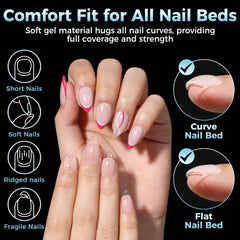Luckyfairy 12 sizes almond tips ensure precise sizing for natural nails.