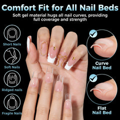 Luckyfairy inner sanding texture on tips promotes strong adhesion.