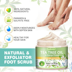 LUCOTIYA foot scrub exfoliates rough skin for smoother feet.
