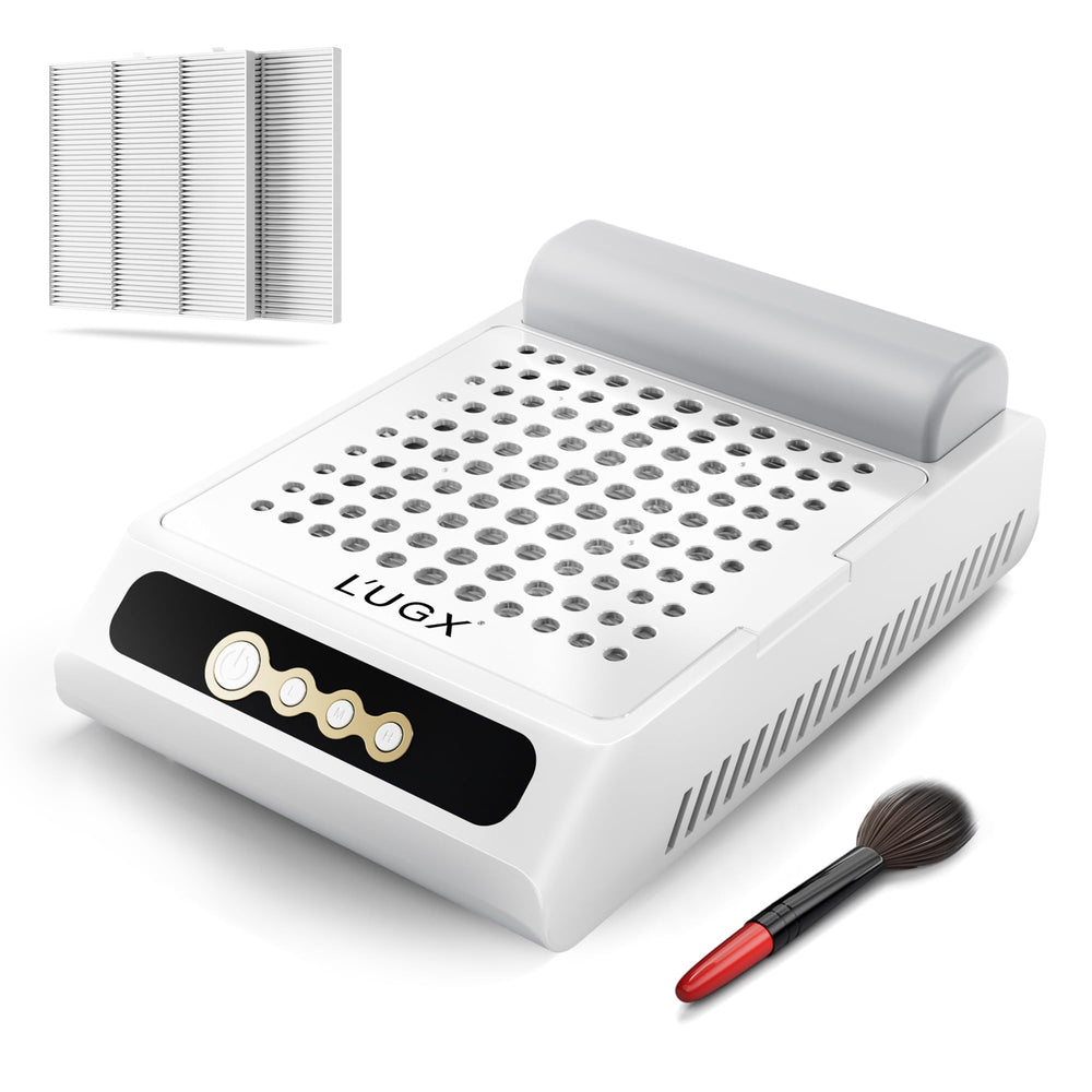 L'UGX Rechargeable Nail Dust Collector front view highlights cordless convenience for on-the-go manicures.