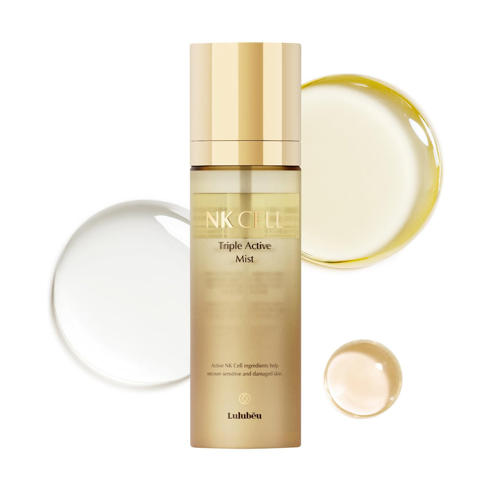 LULUBEU Triple Active Mist bottle closeup showing hydrating formula