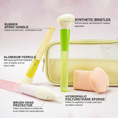 LULUCOLORS travel bag and sponges keep brushes organized on the go.