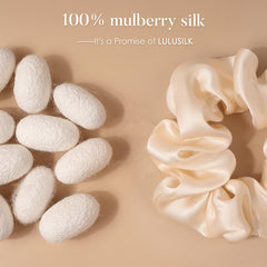 LULUSILK mulberry-silk close-up texture highlights smooth fabric reducing friction on hair