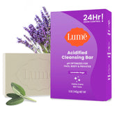 Lume Acidified Bar Lavender Sage packaging highlights odor control and OB/GYN developed formulation.