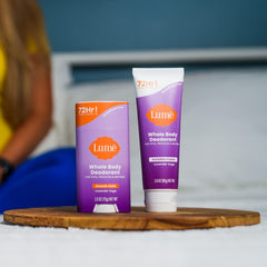 Lume cream application close-up showing lotion-like rub-in