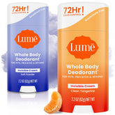 Lume invisible cream stick packaging shows a 2-pack for all-day odor control