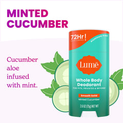 Lume Minted Cucumber solid stick provides long-lasting odor defense