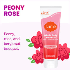 Lume Peony Rose acidified body wash mini cleanses while fighting odors.
