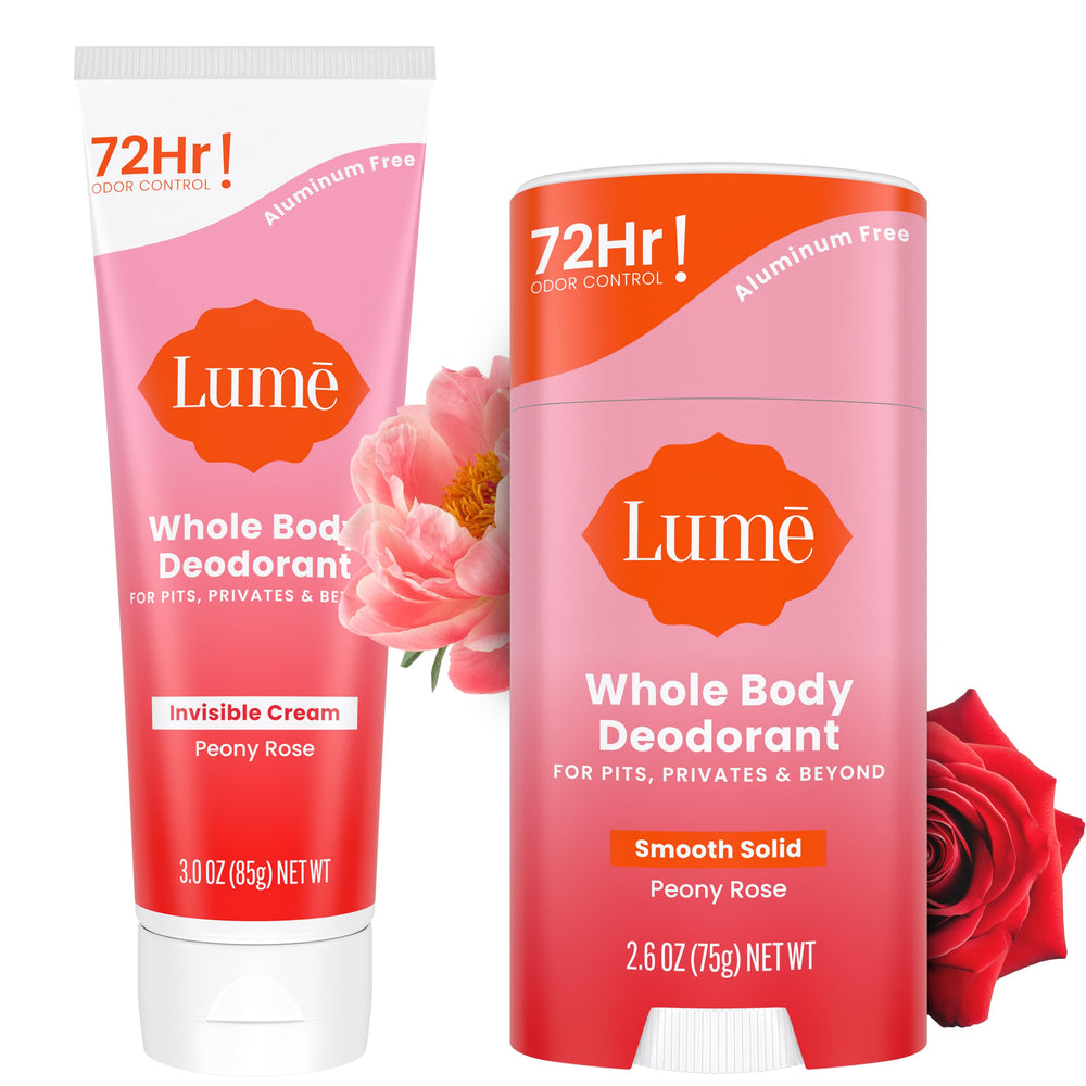 Lume Peony Rose invisible cream tube for all-over odor control