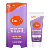 Lume solid-stick Lavender Sage shows a smooth glide with all-day odor control.