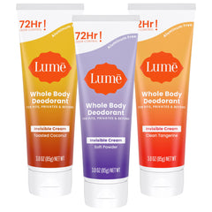 Lume toasted coconut invisible-cream-tube ready for all-day odor control and skin-friendly care.