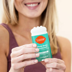 Lume cream-stick texture close-up highlights creamy formula that dries clearly without residue.
