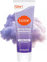Lume whole body deodorant invisible-cream-tube shows all-day odor control for sensitive skin.