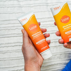 Lume Whole Body Deodorant pea-sized amount—start small, great for skin-friendly coverage.