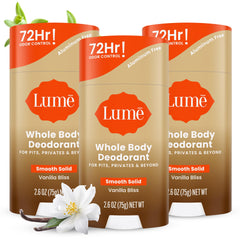 Lume Whole Body Deodorant smooth solid stick showing easy glide and odor control