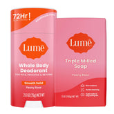 Lume whole body deodorant stick in peony rose offering long-lasting odor control