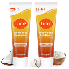 Lume Whole Body Deodorant toasted coconut cream tube for all-over odor control