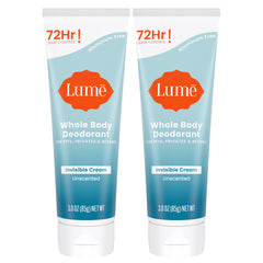 Lume unscented whole body deodorant tube front view for invisible, all-day odor control