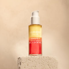 Lumene Nordic-C Valo Arctic Berry Face Oil packaging label emphasizes vegan skincare