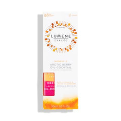 Lumene Nordic-C Valo Arctic Berry Face Oil pour captures two-phase formula for refreshing glow