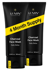 Lumin Charcoal Face Wash bottle—daily detox cleanse for refreshed, soothed skin.