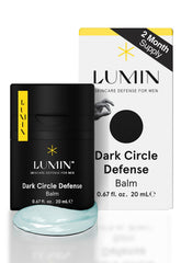 Lumin men's dark circle defense balm application demonstrates lightweight hydration for a refreshed look.