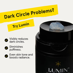 Lumin men's dark circle defense balm night routine scene depicts hydrating use before bed.