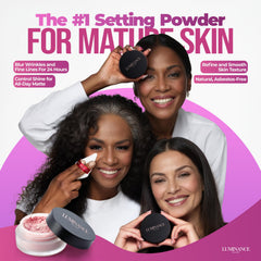 Luminance Milano Ultra Pink powder dispense shot highlights light-weight formula