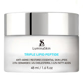 LuminaSkin Triple Lipid Peptide jar closeup highlights barrier-supporting cream.