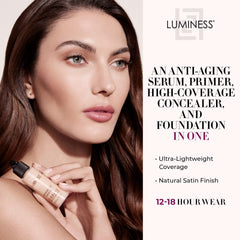 Luminess Air Silk 4-in-1 packaging box highlights all-in-one makeup solution
