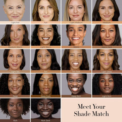 LUMINESS silk foundation bottle close-up shows buildable coverage and glow