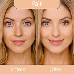 LUMINESS silk foundation spray demonstrates buildable coverage for even tone.