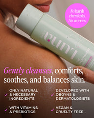 Luna Daily fragrance-free feminine wash applied to damp skin for gentle cleansing.