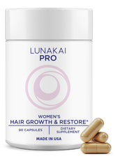 Lunakai PRO bottle-pour demonstrates daily hair-growth support for thicker hair