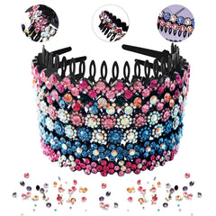 LUOLIPEYA wave rhinestone teeth comb headband blue-white secure non-slip styling