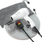 LURA Foldable Travel Hair Dryer Mini folded for ultra-compact portability on business trips.