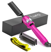 LURA pink hot comb top view showing compact styling design for quick touch-ups