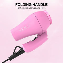 LURA dual-voltage travel dryer supports 125-250V for safe worldwide styling.