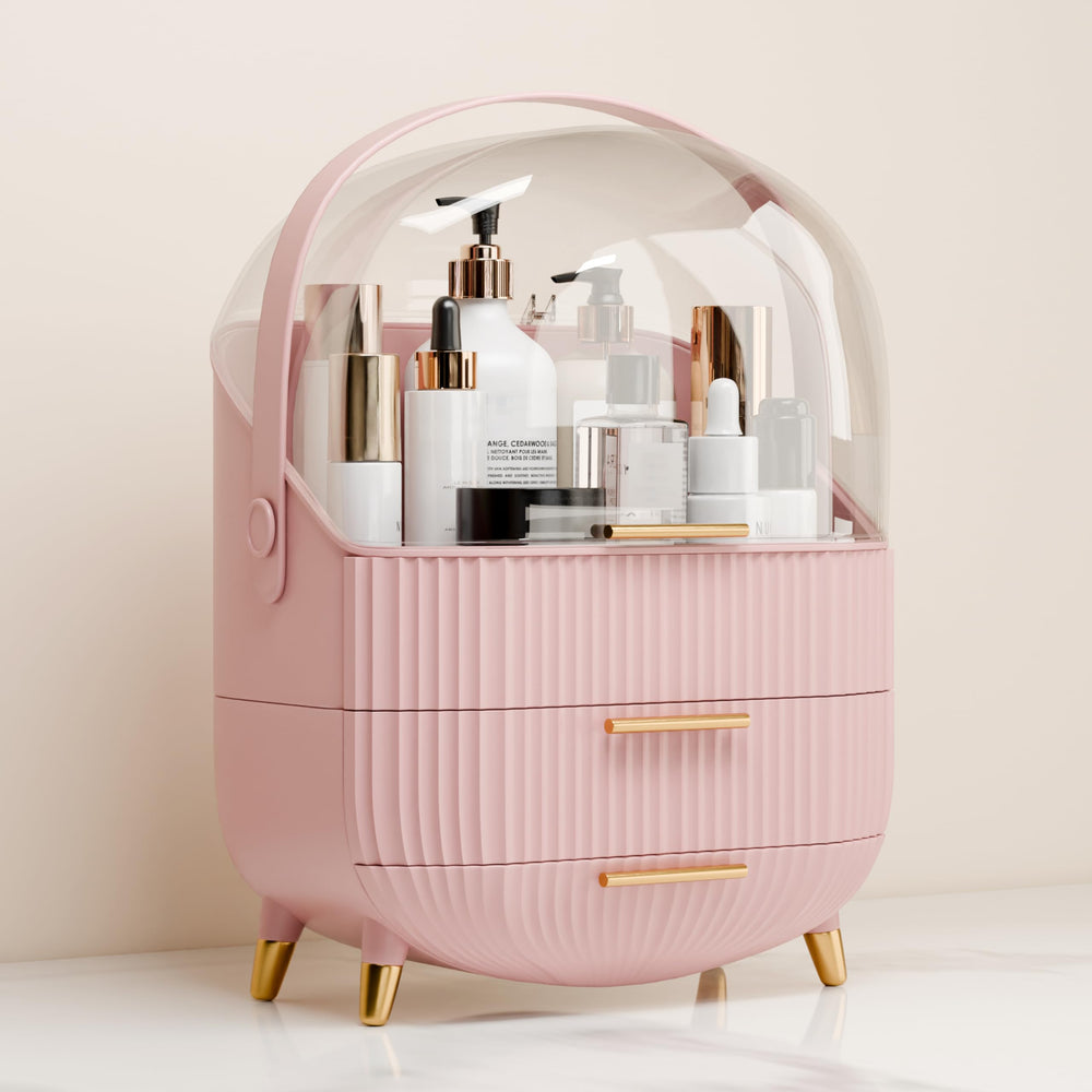 lurcns makeup organizer vanity display keeps cosmetics neatly arranged for quick daily routines